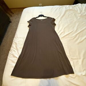 Eileen Fisher Short-Sleeve A-Line Dress - Taupe